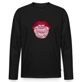 Wels Lippen - Männer Premium Bio Langarmshirt - Schwarz - Vorne - Nico (187cm)