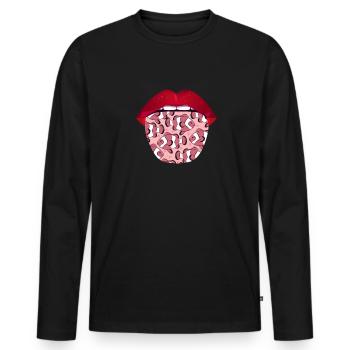 Clownfisch Lippen - Männer Premium Bio Langarmshirt - Schwarz - Vorne - Nico (187cm)