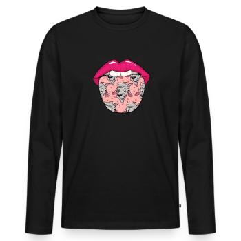 Ziege Zunge - Männer Premium Bio Langarmshirt - Schwarz - Vorne - Nico (187cm)
