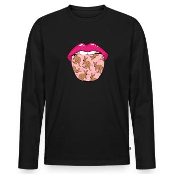 Känguru Zunge - Männer Premium Bio Langarmshirt - Schwarz - Vorne - Nico (187cm)