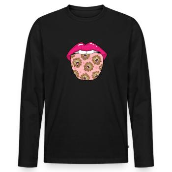 Löwe Zunge - Männer Premium Bio Langarmshirt - Schwarz - Vorne - Nico (187cm)