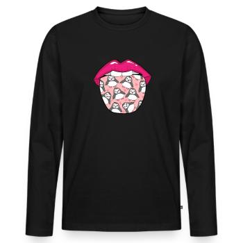 Pinguin Zunge - Männer Premium Bio Langarmshirt - Schwarz - Vorne - Nico (187cm)