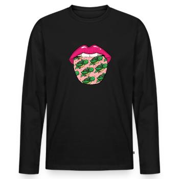 Schildkröte Zunge - Männer Premium Bio Langarmshirt - Schwarz - Vorne - Nico (187cm)