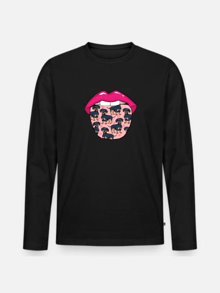 Teckel Langue de teckel - T-shirt manches longues Premium bio Homme - noir
