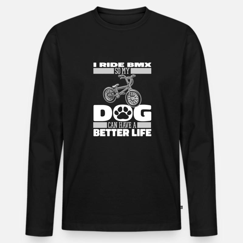 Bmx Bmx Biker Hund - Männer Premium Bio Langarmshirt - Schwarz