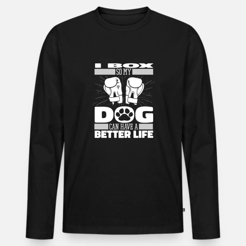 Boxen Boxer Hund - Männer Premium Bio Langarmshirt - Schwarz