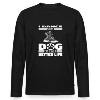 Dancing Dancer Dog - Men's Premium Organic Long Sleeve Shirt - black - Front - Nico (187cm)