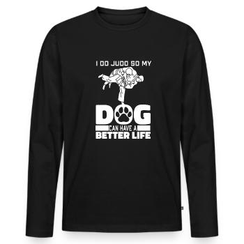 Chien judoka - T-shirt manches longues Premium bio Homme - noir - Devant - Nico (187cm)