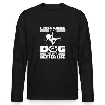 Chien de Pole Dancing - T-shirt manches longues Premium bio Homme - noir - Devant - Nico (187cm)