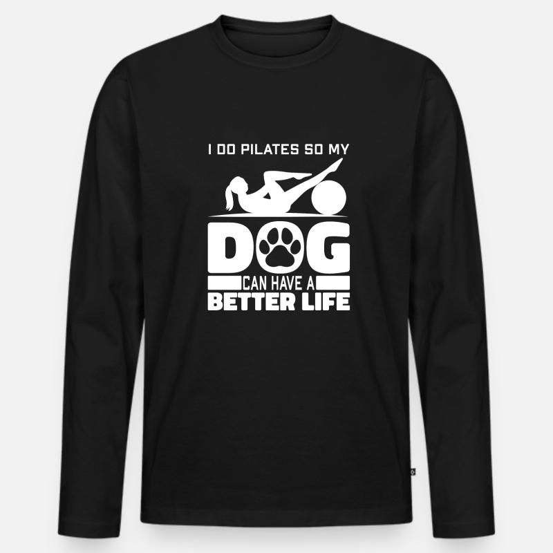 Pilates Hund - Männer Premium Bio Langarmshirt - Schwarz