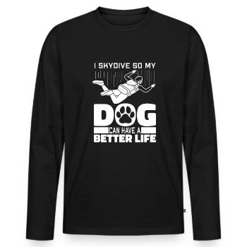 Chien parachutiste parachutiste - T-shirt manches longues Premium bio Homme - noir - Devant - Nico (187cm)