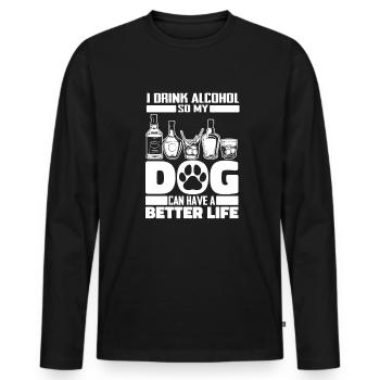 Drinking alcohol drinking dog - Men's Premium Organic Long Sleeve Shirt - black - Front - Nico (187cm)