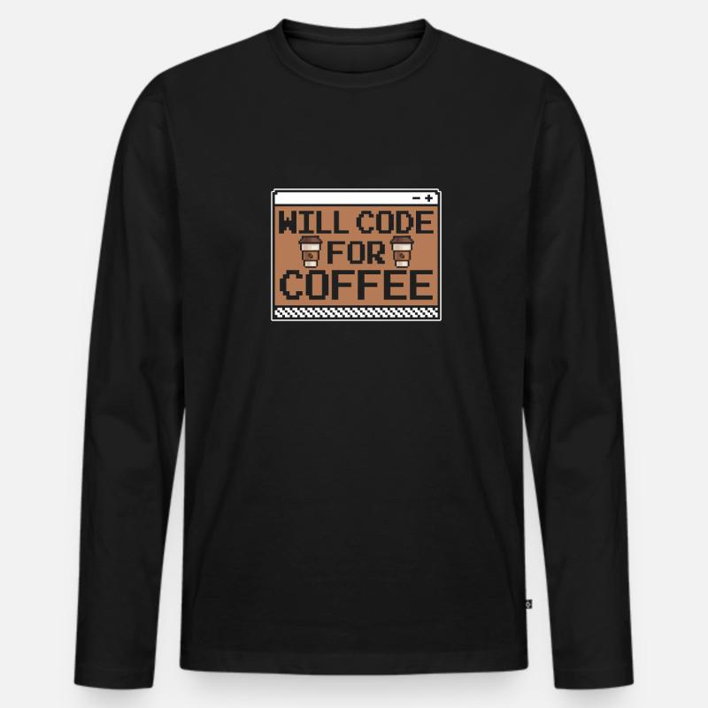 Developer Coder Programmer Coffee - Men's Premium Organic Long Sleeve Shirt - black