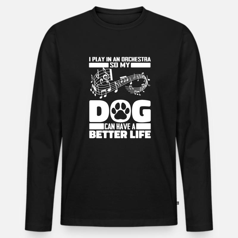 Orchester Hund - Männer Premium Bio Langarmshirt - Schwarz