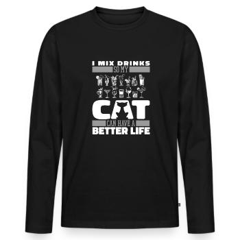 Barman Barman Cat Barman - T-shirt manches longues Premium bio Homme - noir - Devant - Nico (187cm)