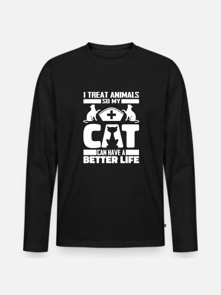 Veterinary assistant Veterinary assistant cat - Men's Premium Organic Long Sleeve Shirt - black
