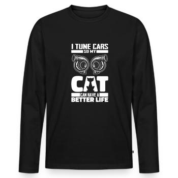 Screwdriver Tuning Tuner Cat - Men's Premium Organic Long Sleeve Shirt - black - Front - Nico (187cm)
