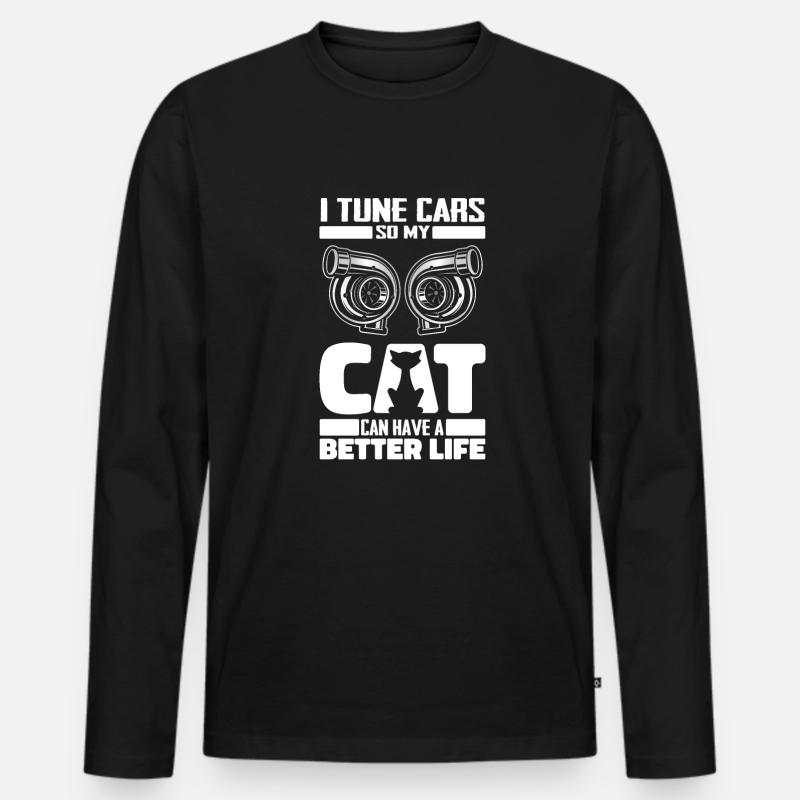 Schrauber Tuning Tuner Katze - Männer Premium Bio Langarmshirt - Schwarz