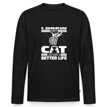 Hobby Brewer Beer Craft Beer Cat - Men's Premium Organic Long Sleeve Shirt - black - Front - Nico (187cm)