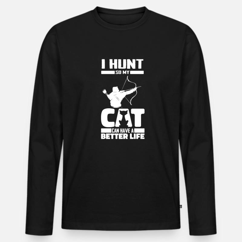 Bogenjagd Bogenjäger Katze - Männer Premium Bio Langarmshirt - Schwarz