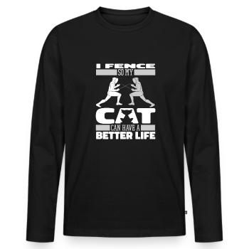 Fechten Fechter Katze - Männer Premium Bio Langarmshirt - Schwarz - Vorne - Nico (187cm)
