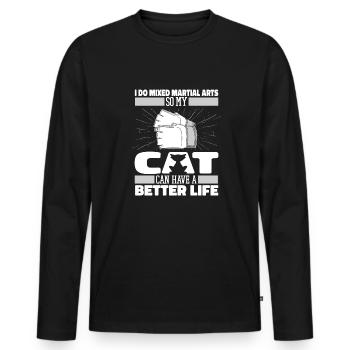 Mixed Martial Arts Cat - Men's Premium Organic Long Sleeve Shirt - black - Front - Nico (187cm)