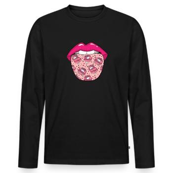 Schaf Zunge - Männer Premium Bio Langarmshirt - Schwarz - Vorne - Nico (187cm)
