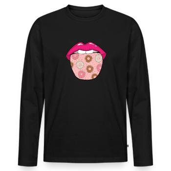 Donut Zunge - Männer Premium Bio Langarmshirt - Schwarz - Vorne - Nico (187cm)