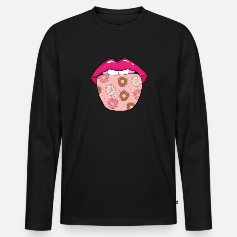 Donut Zunge - Männer Premium Bio Langarmshirt - Schwarz