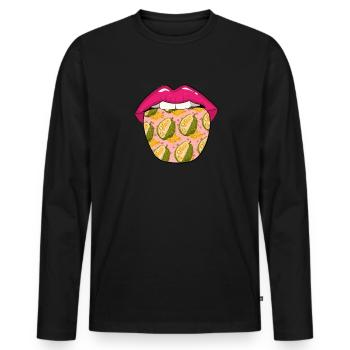 Jackfruit Lippen - Männer Premium Bio Langarmshirt - Schwarz - Vorne - Nico (187cm)
