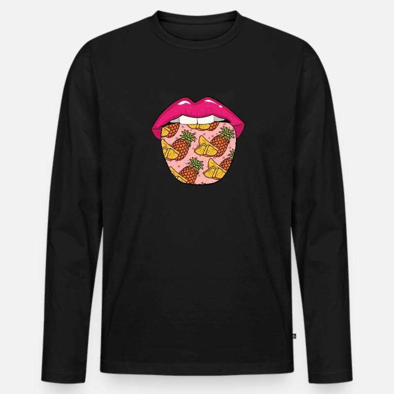 Ananas Zunge - Männer Premium Bio Langarmshirt - Schwarz