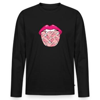 Smoothie Zunge - Männer Premium Bio Langarmshirt - Schwarz - Vorne - Nico (187cm)