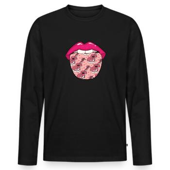 Akustikgitarre Lippen - Männer Premium Bio Langarmshirt - Schwarz - Vorne - Nico (187cm)