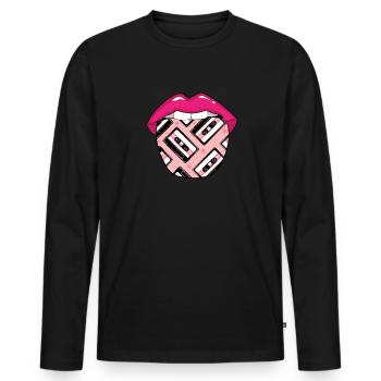 Cassette Audio Cassette Tongue - T-shirt manches longues Premium bio Homme - noir - Devant - Nico (187cm)