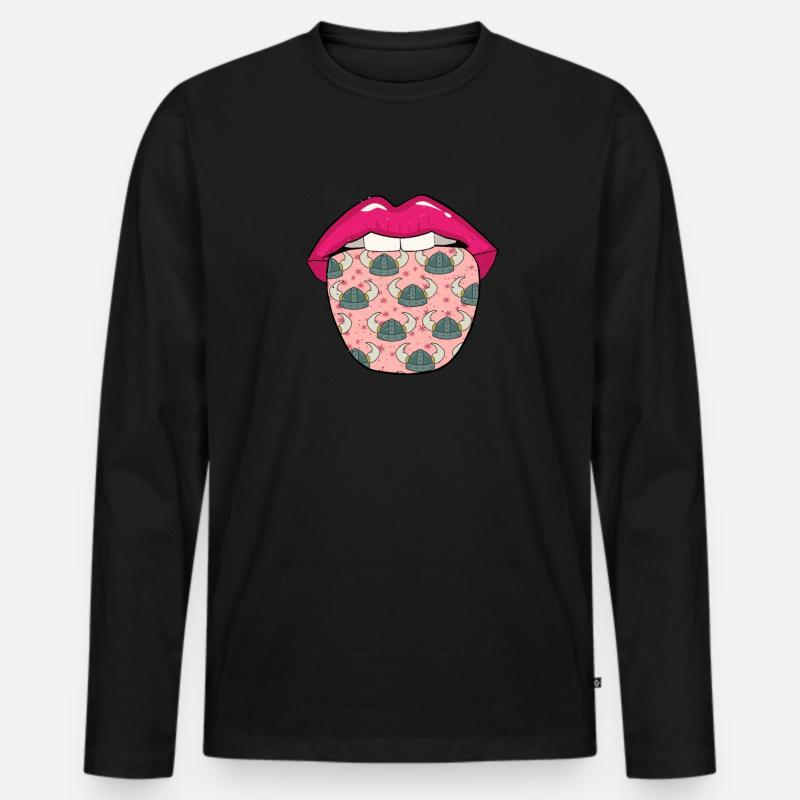 Wikinger Lippen - Männer Premium Bio Langarmshirt - Schwarz