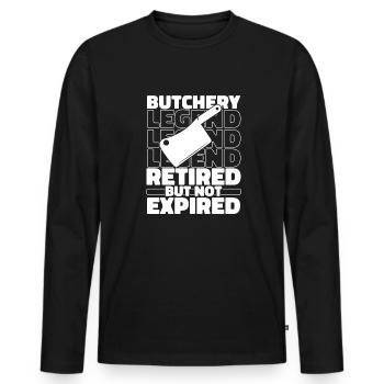 Butcher Butcher Butcher Retraite - T-shirt manches longues Premium bio Homme - noir - Devant - Nico (187cm)