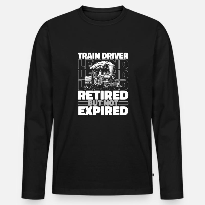 Lokführer Zugführer Rentner - Männer Premium Bio Langarmshirt - Schwarz
