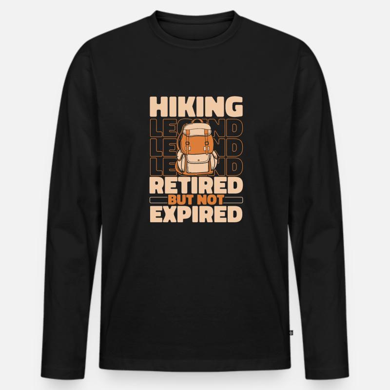 Wandern Wanderer Im Ruhestand - Männer Premium Bio Langarmshirt - Schwarz