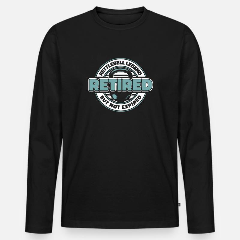 Kettlebell Im Ruhestand - Männer Premium Bio Langarmshirt - Schwarz