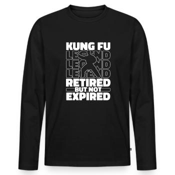 Retired Kung Fu - Men's Premium Organic Long Sleeve Shirt - black - Front - Nico (187cm)