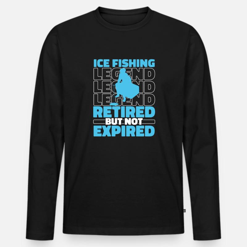 Eisfischen Eisangeln Rentner - Männer Premium Bio Langarmshirt - Schwarz