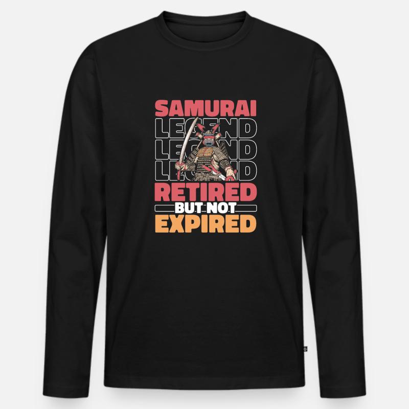 Samurai Im Ruhestand - Männer Premium Bio Langarmshirt - Schwarz