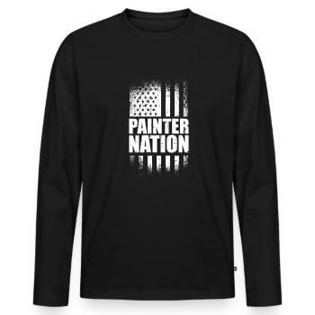 Painter Varnisher Nation Painter Nation - Men's Premium Organic Long Sleeve Shirt - black - Front - Nico (187cm)