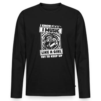 Ingénieur du son Ingénieur du son Fille - T-shirt manches longues Premium bio Homme - noir - Devant - Nico (187cm)