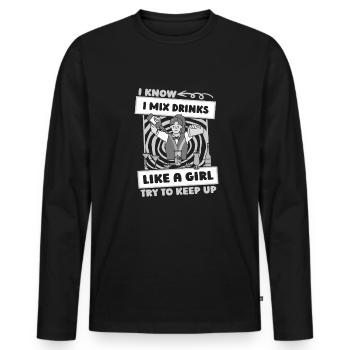 Barman Barman Fille Barman - T-shirt manches longues Premium bio Homme - noir - Devant - Nico (187cm)