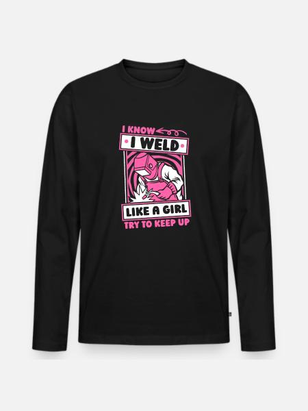 Blacksmith Metal Worker Girl - Men's Premium Organic Long Sleeve Shirt - black