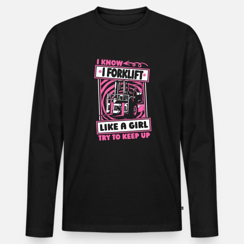 Gabelstapler Staplerfahrer Mädchen - Männer Premium Bio Langarmshirt - Schwarz