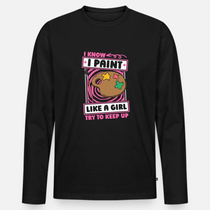 Maler Lackierer Mädchen - Männer Premium Bio Langarmshirt - Schwarz