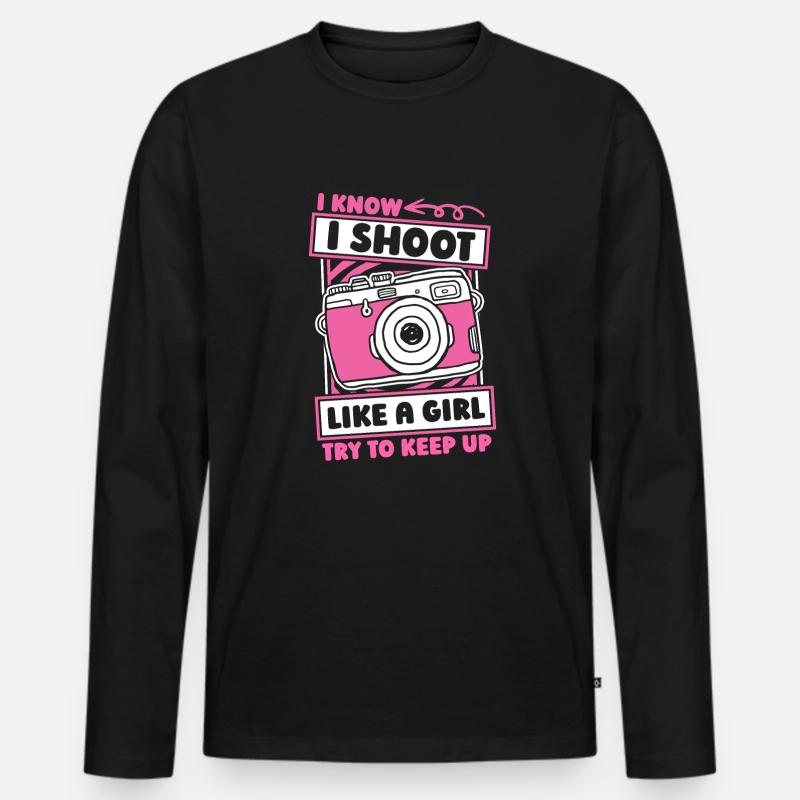 Kameramann Mädchen - Männer Premium Bio Langarmshirt - Schwarz