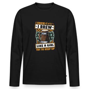 Hobby Brewer Beer Craft Beer Girl - Men's Premium Organic Long Sleeve Shirt - black - Front - Nico (187cm)